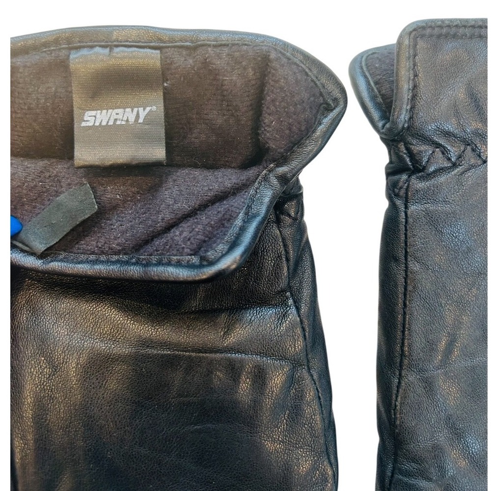 Swany Outlast Black Leather Gloves Womens Size Large Fleece Lined Winter Warm - Picture 5 of 6